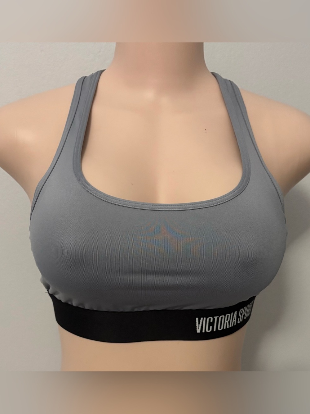 Victoria Sport The Player Grey Racerback Sports Bra Women's Size M